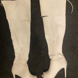 COPY - White denim thigh high boots